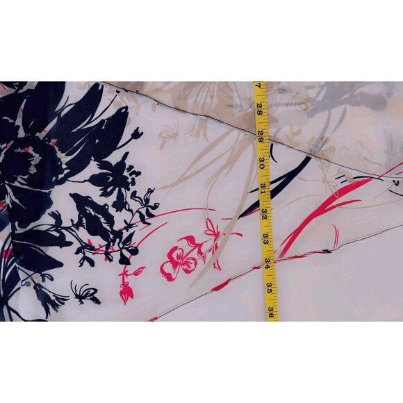 Joseph Ribkoff Size US 12 Artsy Longline Asymmetric Sheer Roll Tab Floral Blouse - Picture 5 of 5